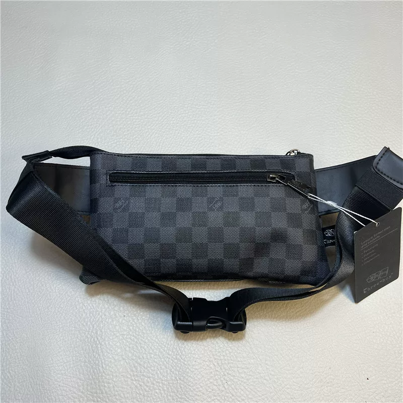 Túi đeo ngực nam thời trang ba ngăn kiểu Nhật Bản và Hàn Quốc, túi đeo hông kẻ caro, túi đeo vai unisex thời thượng, ba lô đeo chéo