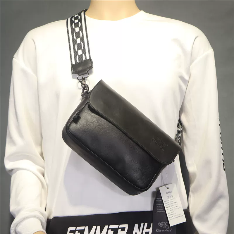 Túi đeo chéo cá tính phong cách Hàn Quốc ba ngăn, kiểu dáng giản dị cổ điển, dây ruy băng rộng, túi nhỏ đeo chéo nữ, túi đựng điện thoại