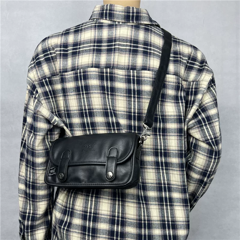 Túi đeo chéo nam Threebox hợp thời trang phong cách Hàn Quốc và Nhật Bản Túi xách nam hợp thời trang phong cách retro giản dị có nắp đeo vai đơn ba lô đeo chéo nữ