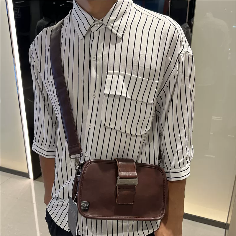 Túi đeo vai nam phong cách Nhật Bản thời thượng Threebox, kiểu dáng hộp, unisex, nhỏ gọn, phong cách đường phố, dùng được cho cả nam và nữ