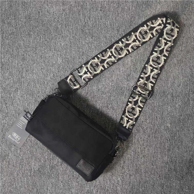 Túi đeo vai nam nylon phong cách Hàn Quốc ba ngăn, thời trang giản dị, túi vuông nhỏ, thương hiệu thời thượng, unisex, túi đeo chéo có dây ruy băng