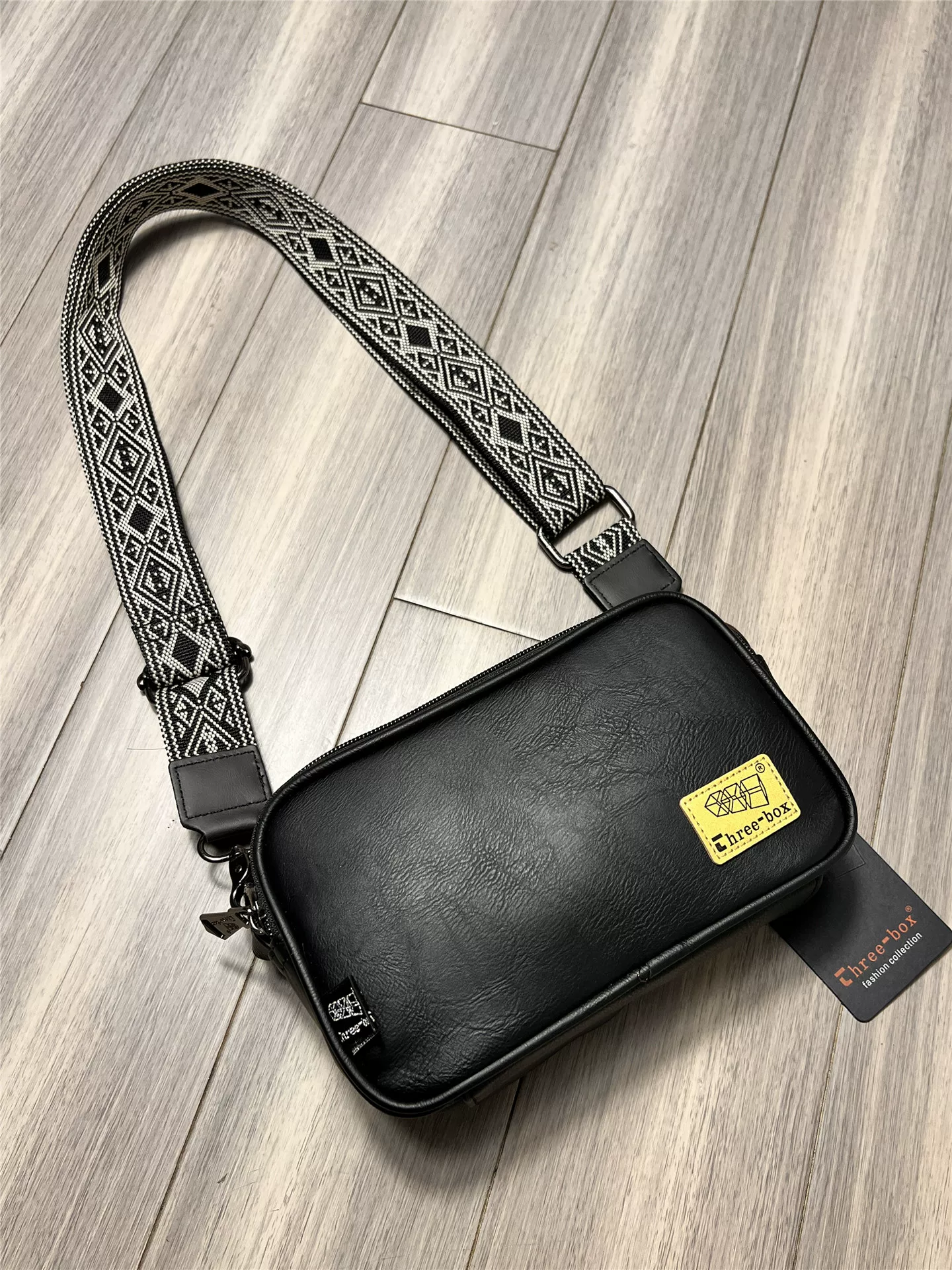 Túi đeo vai nam thời trang ba ngăn phong cách Nhật Bản, túi đeo chéo đa năng, chất liệu da thật, balo nhỏ gọn