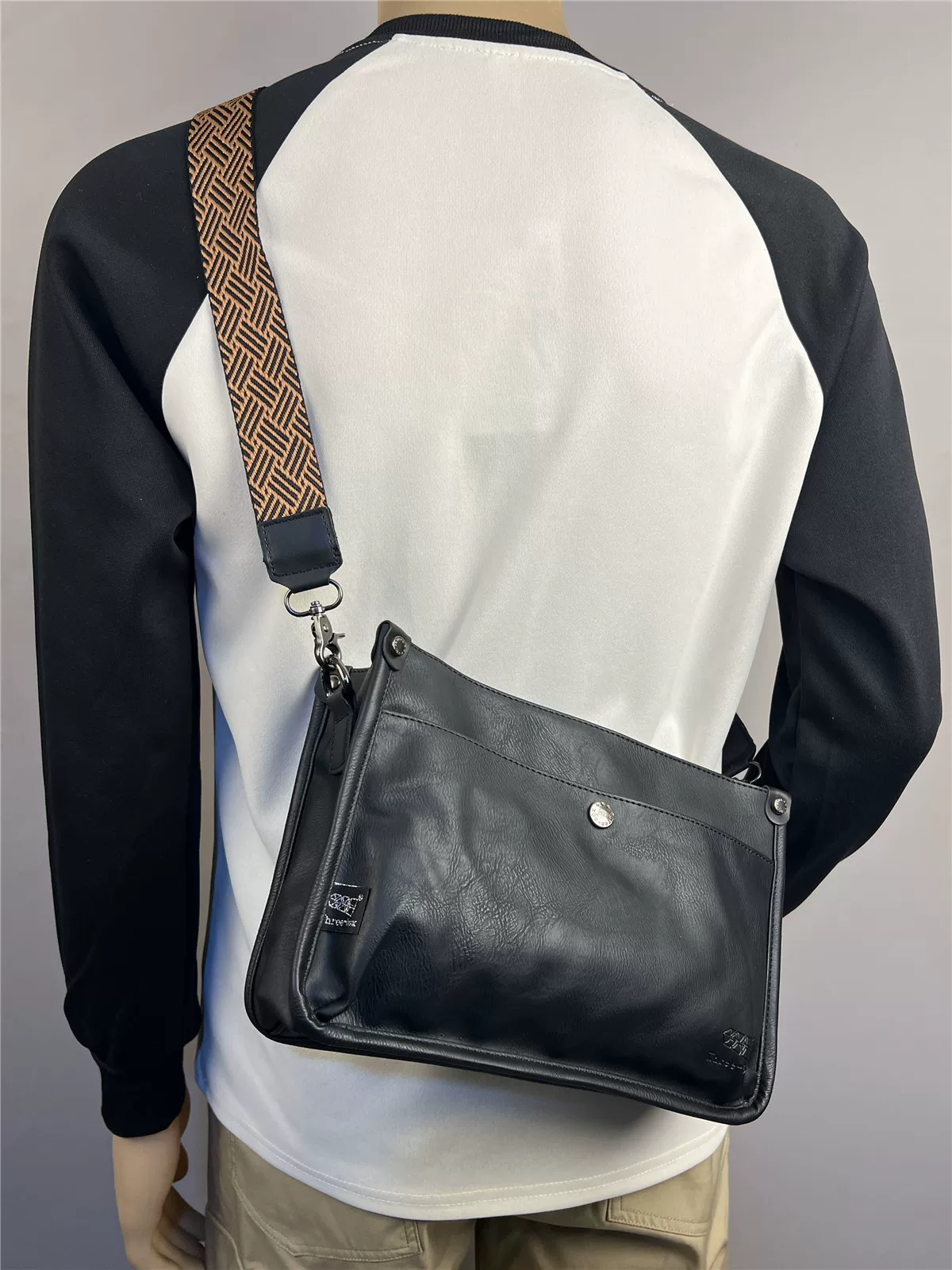 Túi đeo vai nam ba ngăn kiểu dáng đơn giản, đa năng, phong cách retro, thích hợp đi làm, đựng điện thoại, đeo chéo