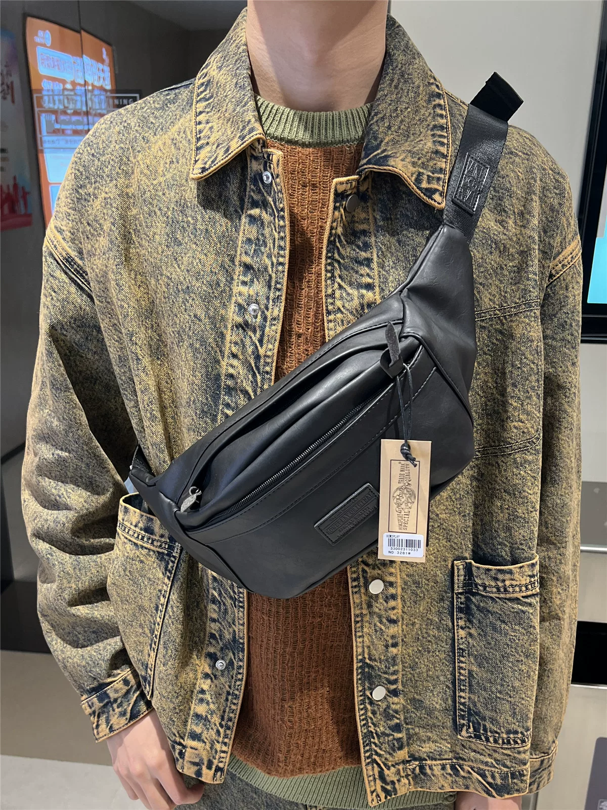 how2play thương hiệu thời thượng dành cho giới trẻ Túi đeo ngực nam Hàn Quốc bằng da mềm Túi đeo chéo ngoài trời Túi đeo thắt lưng Túi đeo chéo nam hợp thời trang Nhật Bản và Hàn Quốc