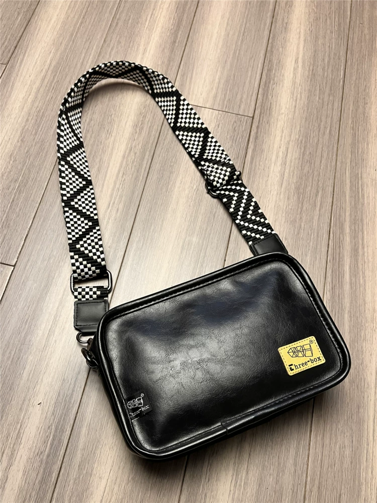 Túi đeo vai đơn giản phong cách Nhật Bản dành cho nam thương hiệu thịnh hành, túi vuông nhỏ nhiều màu sắc dành cho nam, ba lô đựng điện thoại đeo chéo thời trang