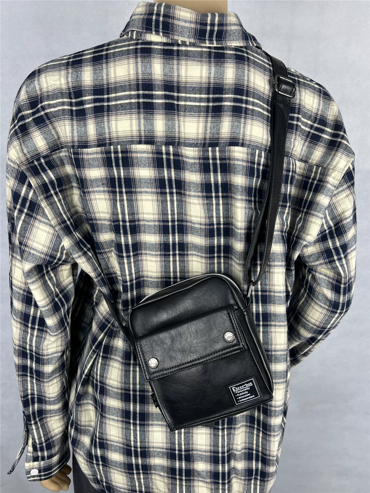 Túi đeo vai nam kiểu Hàn Quốc và Nhật Bản thời thượng, túi đeo chéo mini dọc thời trang, ba lô nhỏ hình vuông phong cách ins