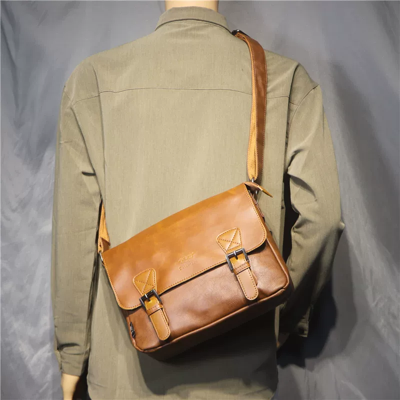 Túi đeo vai nam ba ngăn thời trang Hàn Quốc, phong cách Nhật Bản cổ điển, túi đeo chéo hợp thời trang, thương hiệu nổi tiếng, túi đựng máy tính bảng dành cho người đi xe máy