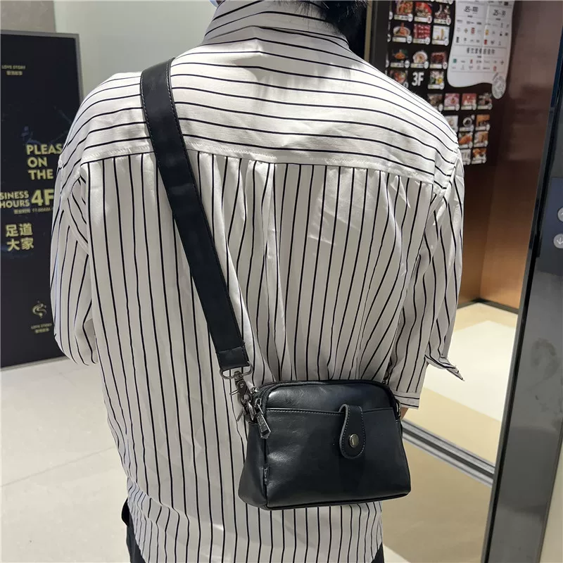 Túi đeo chéo nam có khóa ba ngăn hợp thời trang Túi đeo chéo nam phong cách retro giản dị Ba lô đeo vai đơn hai lớp phong cách Nhật Bản và Hàn Quốc dành cho nữ