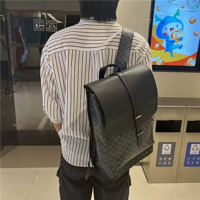 Ba lô nam kẻ caro thời trang 2025 phong cách Hàn Quốc và Nhật Bản, túi đeo chéo cầm tay, phong cách trường học, du lịch, đi học