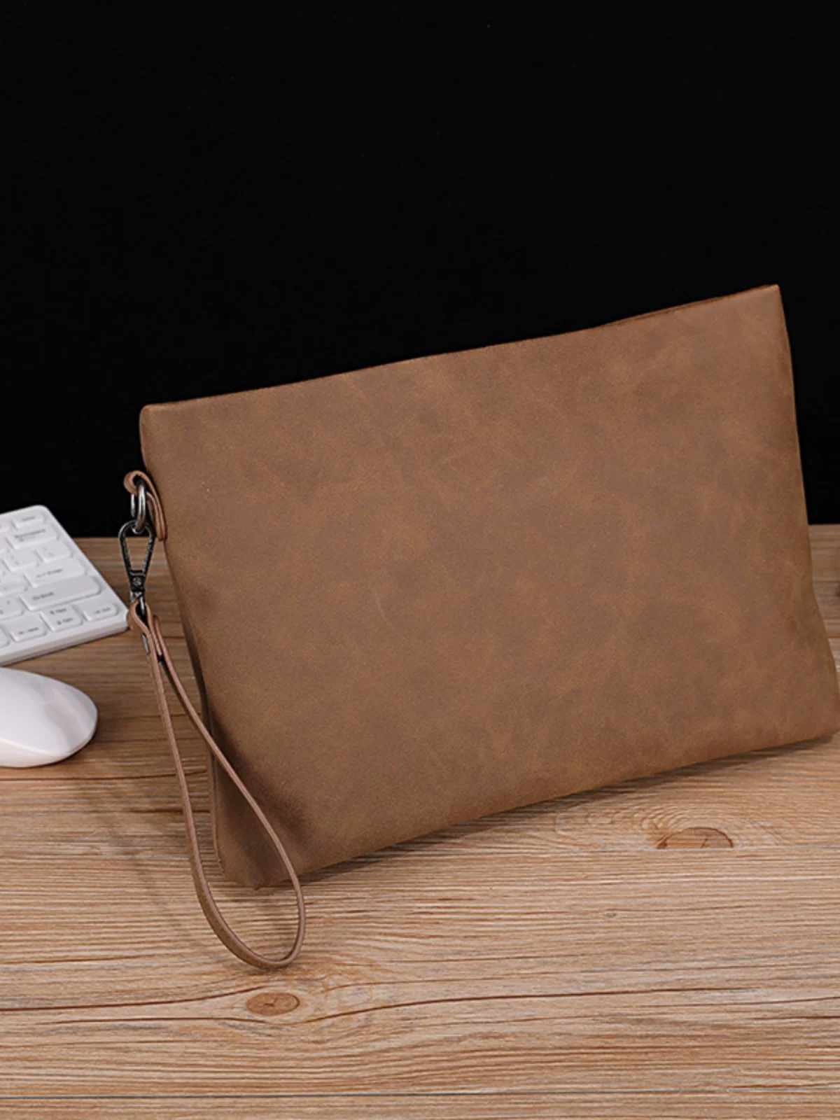 Túi cầm tay nam phong cách Trung Hoa thời thượng 2023, túi đeo tay bằng da mềm cổ điển, túi cầm tay nam đơn giản giản dị kiểu Nhật Bản và Hàn Quốc