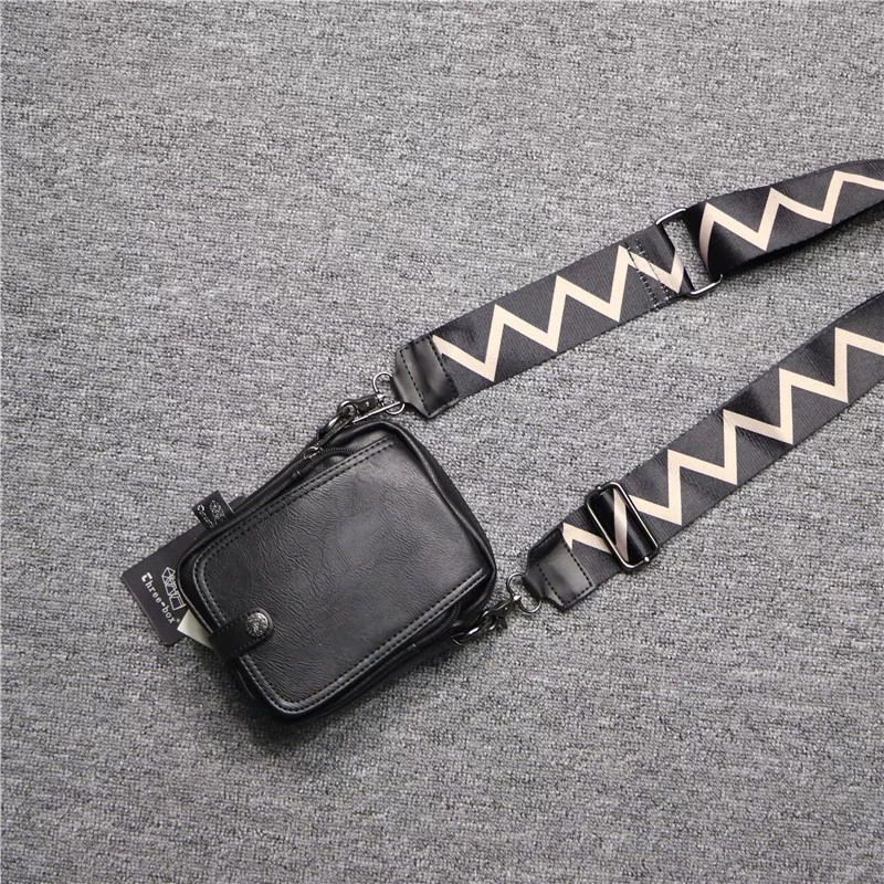 Threebox phiên bản Hàn Quốc phong cách Nhật Bản túi đeo vai nam sọc thời trang đeo chéo dọc túi nhỏ túi đựng điện thoại ví đựng tiền xu