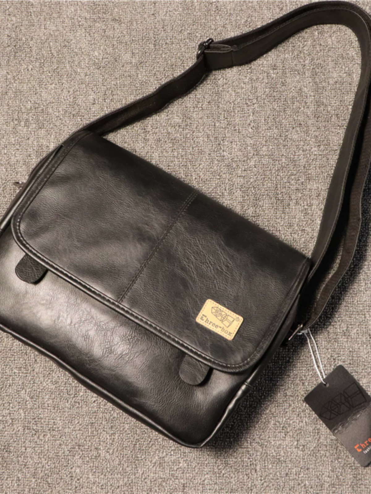 Túi đeo chéo nam thời trang ba ngăn, balo đeo chéo unisex cá tính, túi học sinh chất liệu PU phong cách xe máy