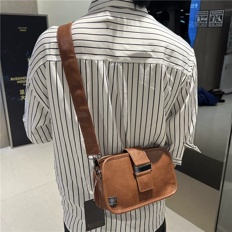 Túi đeo vai nam phong cách Nhật Bản thời thượng Threebox, kiểu dáng hộp, unisex, nhỏ gọn, phong cách đường phố, dùng được cho cả nam và nữ