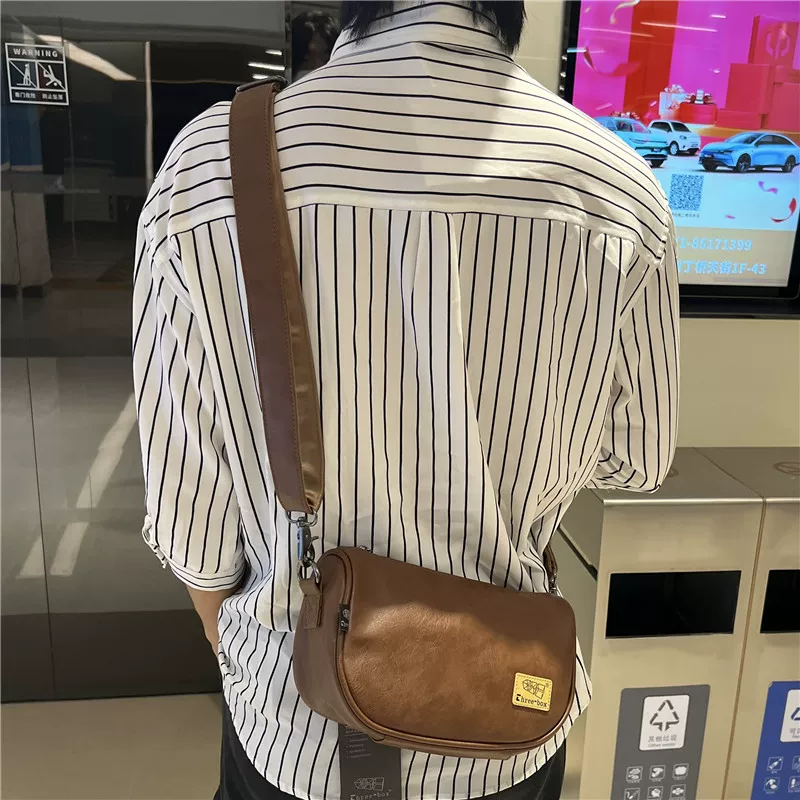 Túi đeo vai nam phong cách Hàn Quốc Nhật Bản ba ngăn, túi đeo chéo nam thời trang cá tính, túi điện thoại có khóa kéo cổ điển