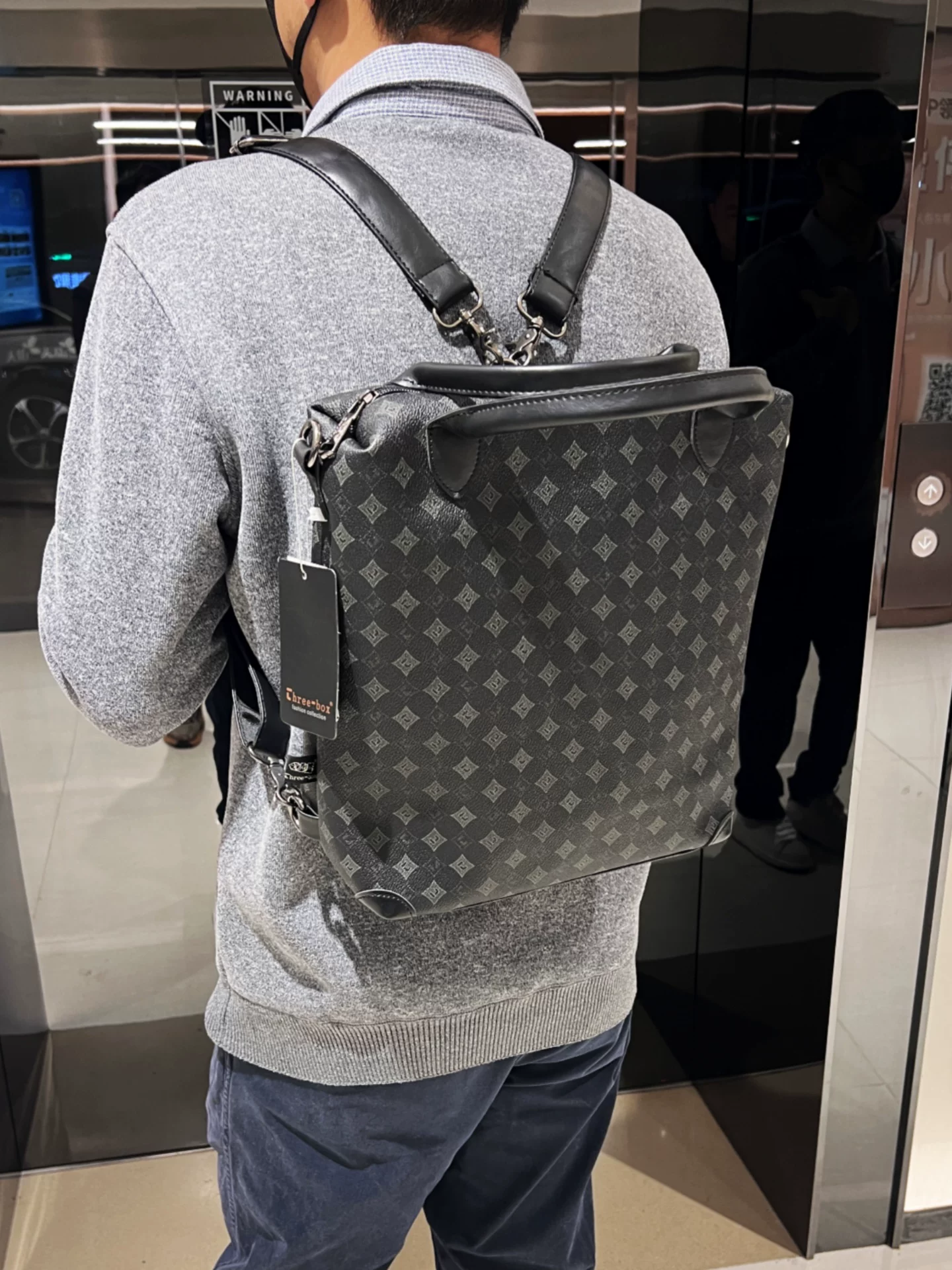 Túi xách nam đa năng cao cấp 2026 dành cho người cao tuổi, túi đeo vai công sở lịch lãm, cặp tài liệu họa tiết hình học