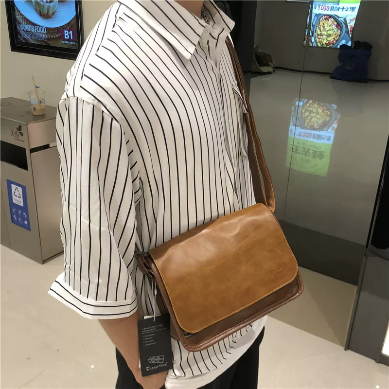 Túi đeo chéo phong cách Nhật Bản thời thượng Threebox, kiểu dáng đơn giản, unisex, đeo vai ngang, dành cho giới trẻ.