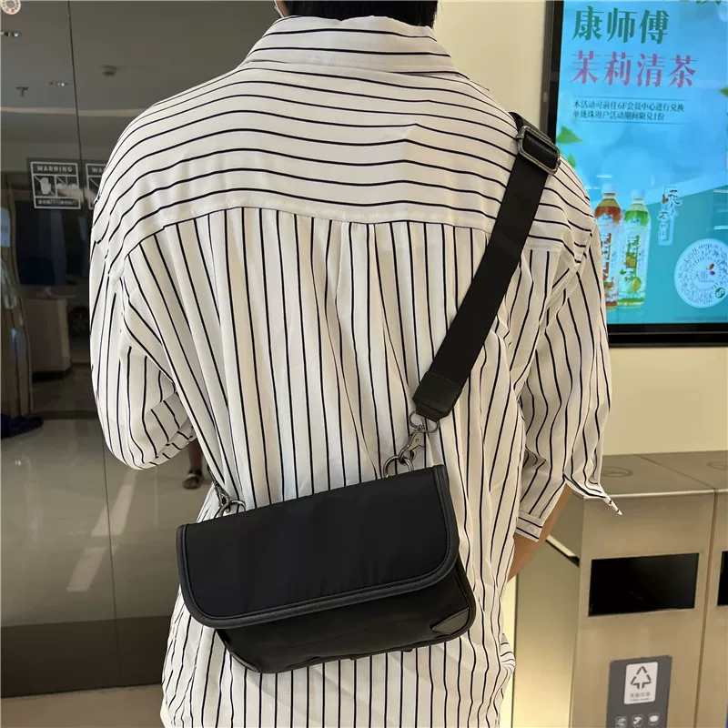 Túi xách nam nylon thời trang ba ngăn, kiểu dáng giản dị, đeo chéo, nhỏ gọn, phong cách Nhật Bản và Hàn Quốc, balo vải unisex di động dành cho giới trẻ