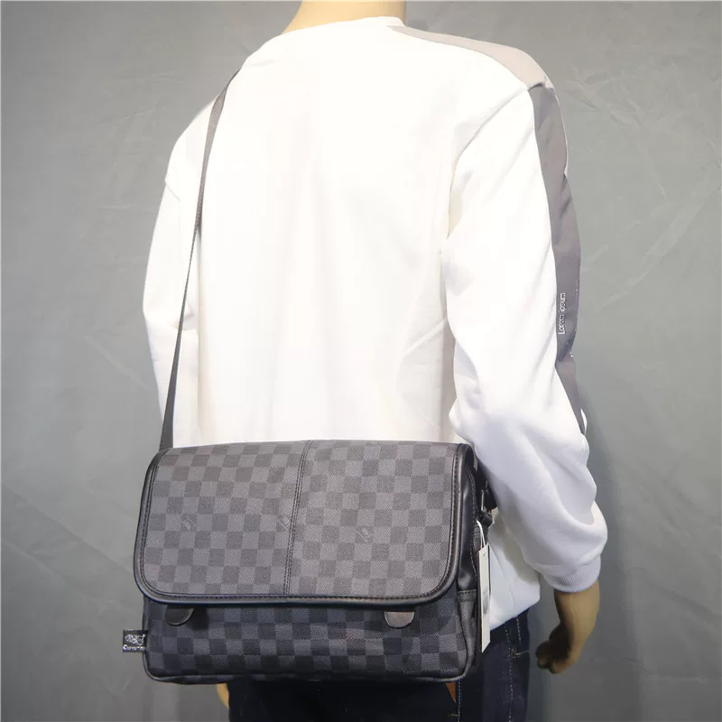 Túi đeo vai unisex ba ngăn đơn giản và phong cách, kiểu dáng caro Nhật Bản và Hàn Quốc, balo đeo chéo, túi đeo vai học sinh, túi đeo xe máy