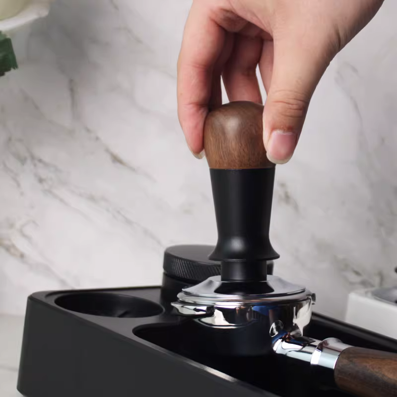 Dụng cụ nén cà phê bằng gỗ óc chó mới, dụng cụ phân phối cà phê kiểu Ý, dụng cụ nén chống lệch, 51/53/58mm
