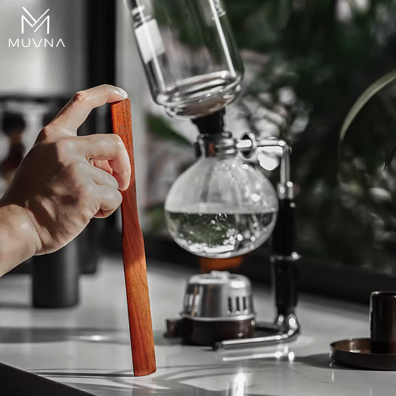 Bình pha cà phê kiểu siphon MUVNA, máy pha cà phê kiểu Pháp, dụng cụ pha cà phê thủ công, que khuấy bằng gỗ nguyên khối, dao khuấy bình siphon, thìa