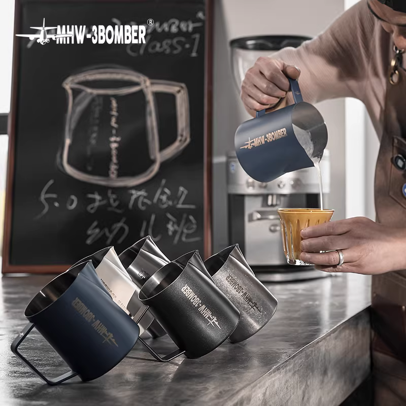 MHW-3BOMBER Bình tạo bọt sữa Latte Art bằng thép không gỉ, vòi nhọn, cốc tạo bọt sữa, vòi cá sấu 5.0