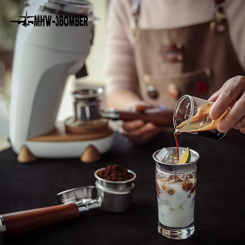 Vòng phân phối bột máy pha cà phê 51/58MM, tay cầm bằng thép không gỉ 304, vòng chống bắn bột, chống tràn