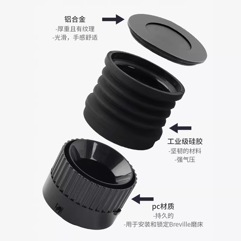 Máy pha cà phê Breville có quạt thổi khí 875/880, nhấn để làm sạch bột cà phê còn sót lại, dùng được cho các hộp đựng cà phê nhỏ.