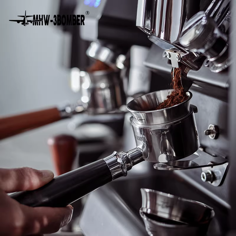 Vòng phân phối bột máy pha cà phê 51/58MM, tay cầm bằng thép không gỉ 304, vòng chống bắn bột, chống tràn