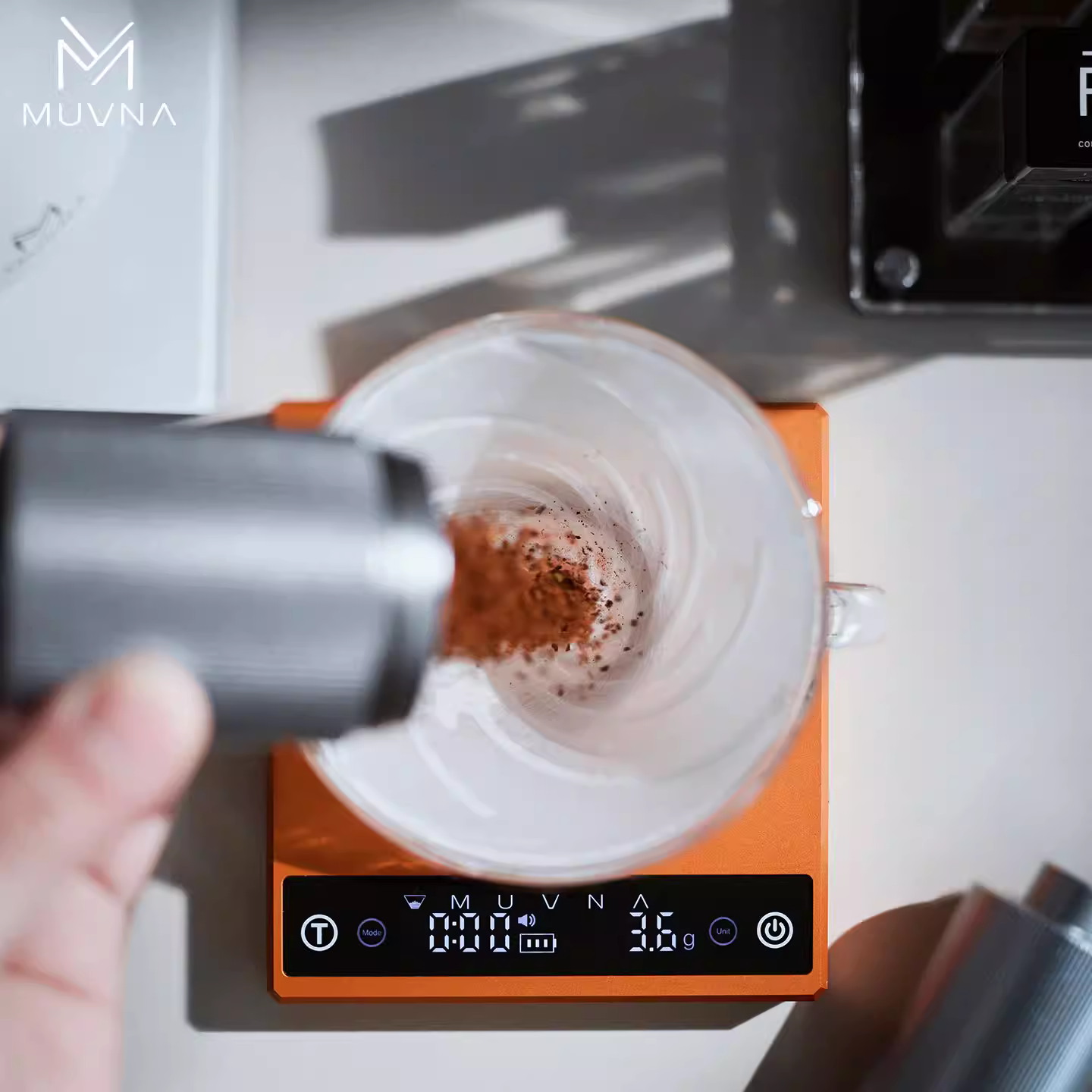 Cân điện tử pha cà phê thủ công Muvina Zero G PLUS Metal, có thể sạc lại, tích hợp đồng hồ đếm giờ, cân cà phê Ý