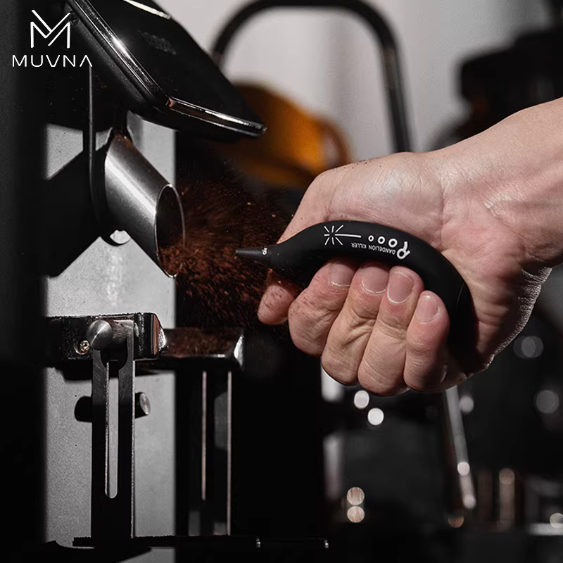 Phòng thổi bụi máy xay cà phê MUVNA, thùng chứa bã cà phê, làm sạch bằng khí nén, thổi khí làm sạch thùng chứa cà phê