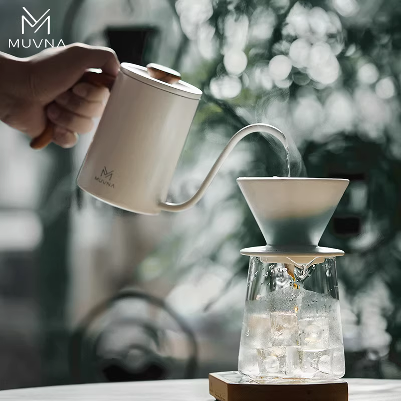 Bình pha cà phê MUVNA bằng thép không gỉ, vòi dài, miệng nhỏ, ấm pha trà, ấm nhỏ giọt dùng cho gia đình