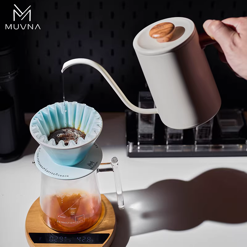 Bình pha cà phê MUVNA bằng thép không gỉ, vòi dài, miệng nhỏ, ấm pha trà, ấm nhỏ giọt dùng cho gia đình