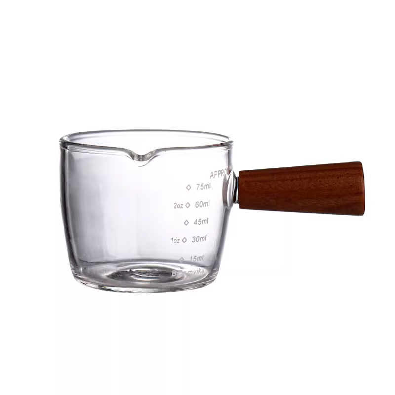 Cốc thủy tinh trong suốt để pha cà phê espresso, bình sữa nhỏ, cốc thủy tinh dày, cốc đong có vạch chia, cốc sữa gia dụng, bình rót sữa.