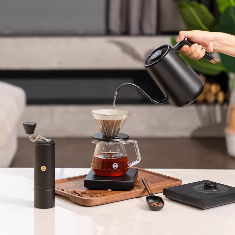 Bộ pha cà phê Pour-over cao cấp Taimo, hộp quà tặng, điều khiển nhiệt độ, kèm máy xay, cân điện tử và cốc lọc