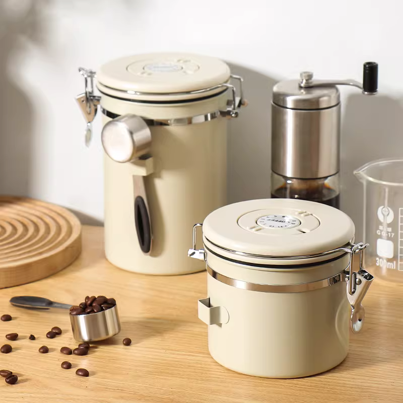 Hũ đựng hạt cà phê bằng thép không gỉ 304, hũ đựng bột cà phê kín, trà, thực phẩm khô, đậu, hũ đựng ngũ cốc
