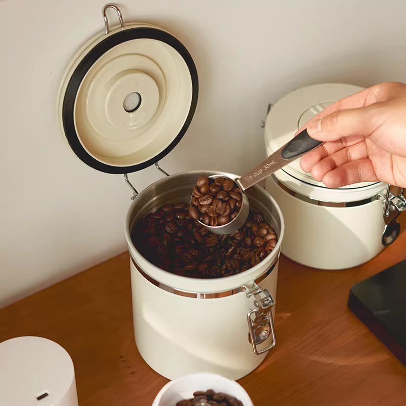 Hũ đựng hạt cà phê bằng thép không gỉ 304, hũ đựng bột cà phê kín, trà, thực phẩm khô, đậu, hũ đựng ngũ cốc