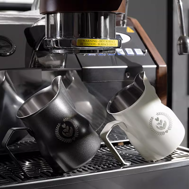 Cốc đánh sữa cà phê Ý MUVNA, cốc tạo hình latte, bình đánh sữa bằng thép không gỉ 304, dung tích 350/450ml