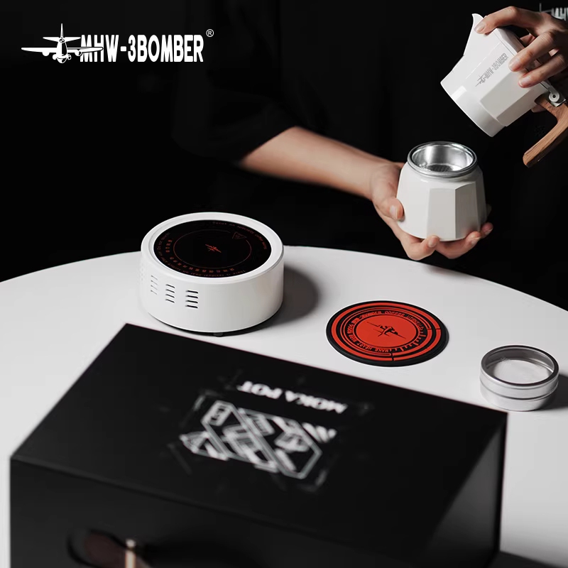 Bộ pha cà phê Moka MHW Bomber hai van, hộp quà tặng, ấm pha cà phê Espresso Ý, quà tân gia, quà lưu niệm, quà tặng