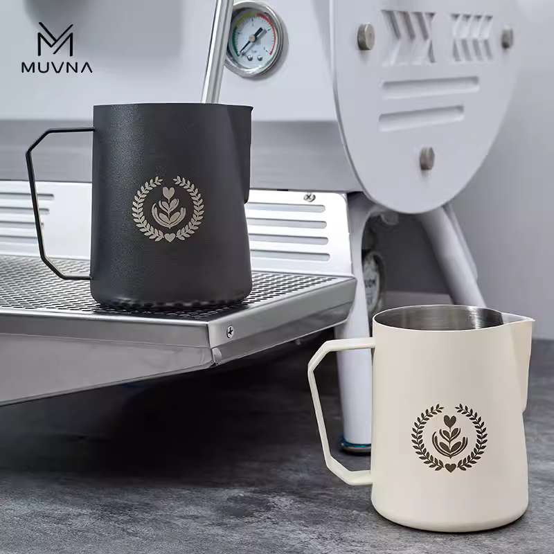 Bình pha cà phê Latte Art MUVNA có vòi nhọn, cốc tạo bọt sữa, bình sữa bằng thép không gỉ 450/600ml