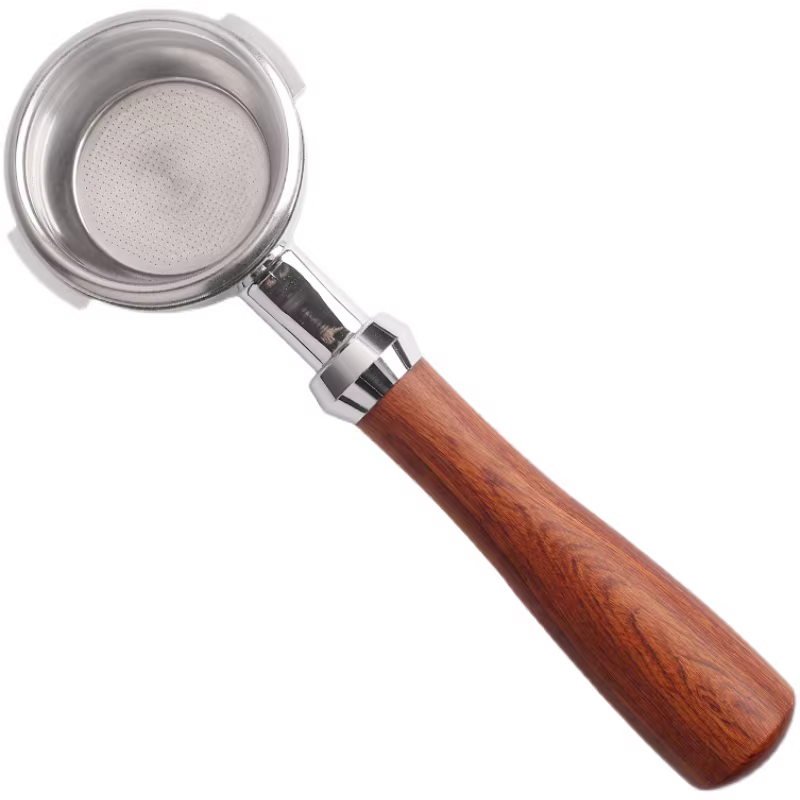 Phễu lọc cà phê không đáy hai ly hai vòi đa năng dùng cho máy pha cà phê Huijia/Delonghi/Platinum/Geemile/Hot Mom/Aibo E61