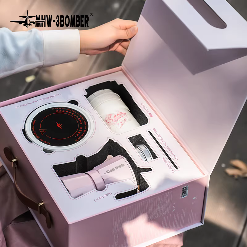 [Hộp quà tặng] Bộ pha cà phê Moka Pot hai van MHW Bomber, quà tân gia, quà tặng cà phê