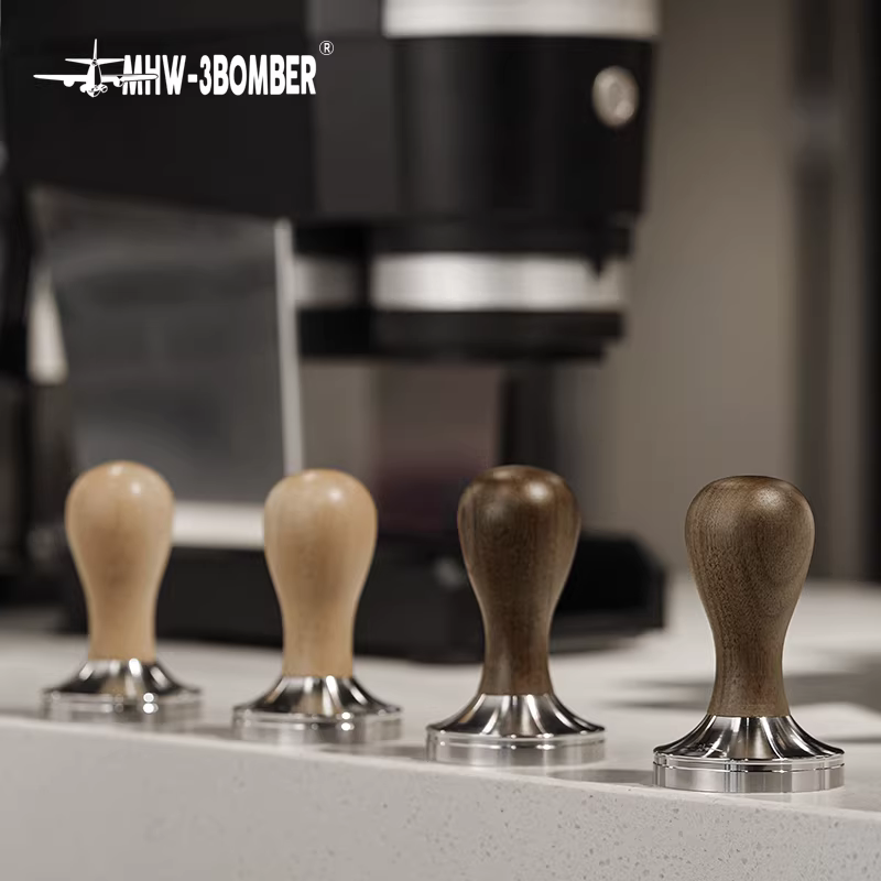 Dụng cụ nén cà phê bằng thép không gỉ, cán gỗ chắc chắn, kích thước 51/58mm