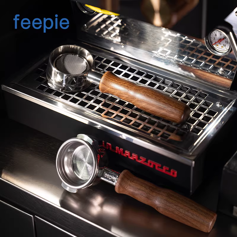 feepie E61 máy pha cà phê không đáy portafilter thép không gỉ Huajia tay cầm gỗ óc chó 51/53/58mm
