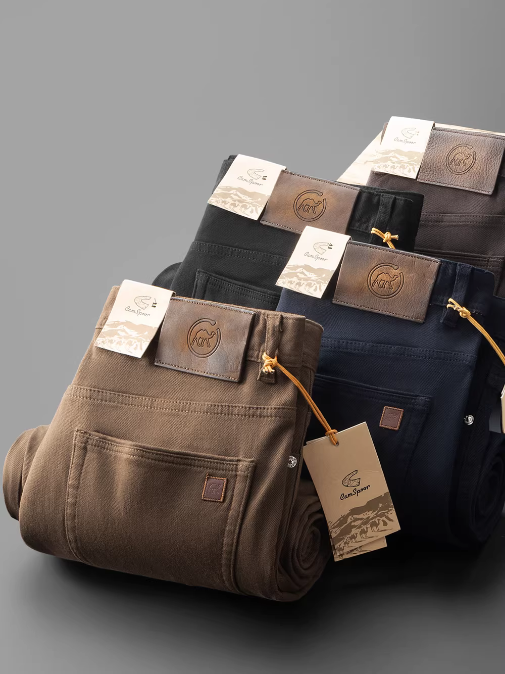 Quần vải tuýt dày mùa thu đông dành cho nam, ống thẳng, dáng rộng, năm túi, quần dài cotton co giãn, đa năng, chất liệu cổ điển, bền bỉ.