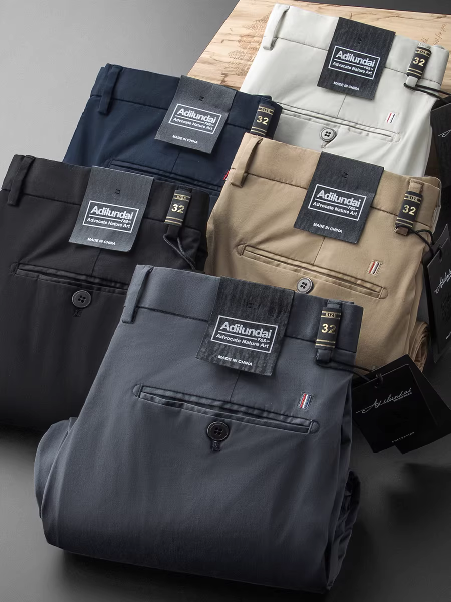 Quần cotton nhẹ mùa hè dành cho nam, quần âu dáng thẳng, mềm mại, thoáng khí, đa năng và co giãn.