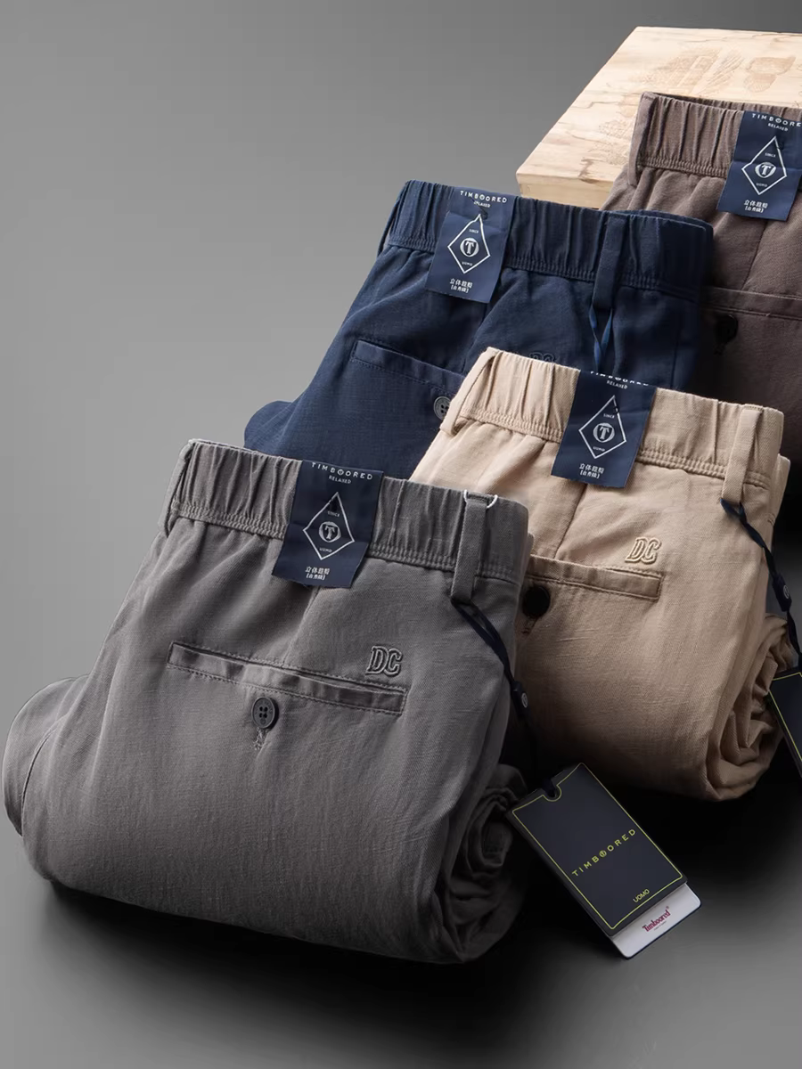 Quần dài nam vải lanh Tencel mùa hè, dáng thẳng, chất liệu mềm mại, đa năng, lưng thun, mềm mại, mát mẻ, thoáng khí và không bó sát.