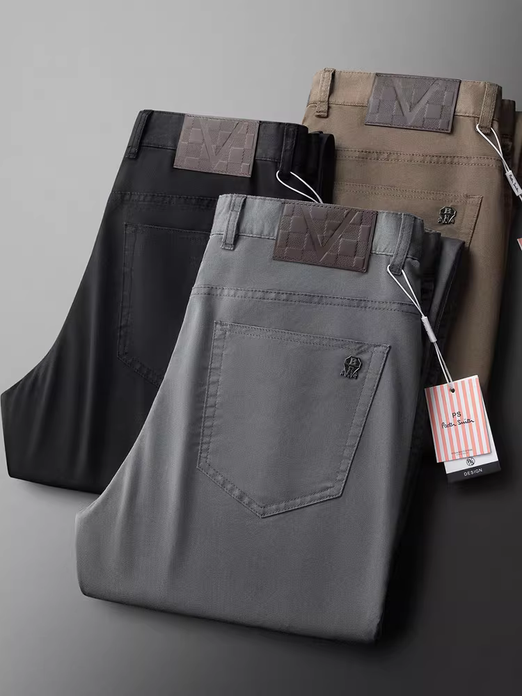 Quần âu nam chất liệu Lyocell Tencel siêu mỏng mùa hè, kiểu dáng thẳng, năm túi, thoáng mát và mát lạnh, chất liệu mềm mại.