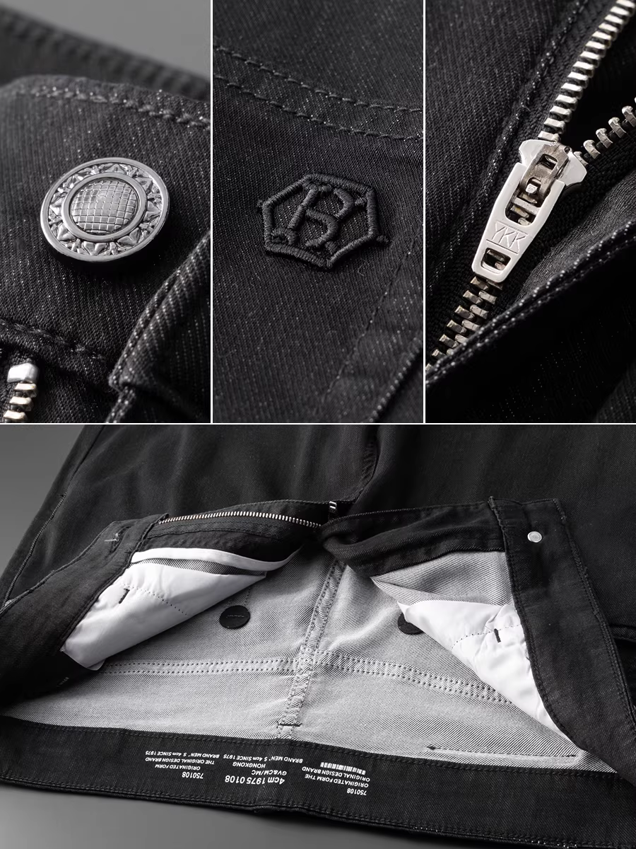 Quần jean nam Lyocell Tencel nhẹ mùa hè, dáng thẳng, màu đen, chất liệu mềm mại, thoáng khí, đa năng