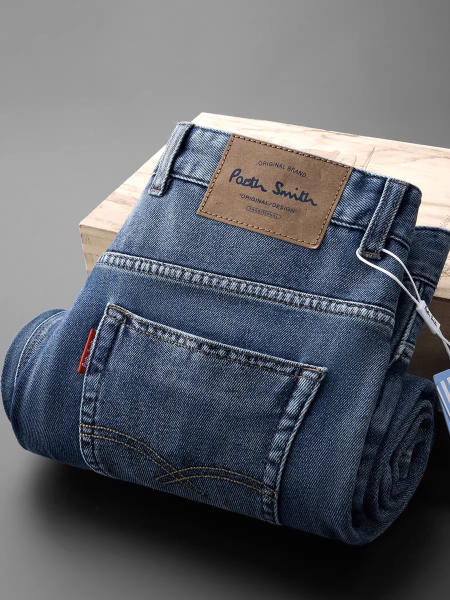 Quần jean cotton lyocell Tencel mới mùa hè dành cho nam quần ống đứng đa năng quần rộng co giãn màu xanh đã giặt