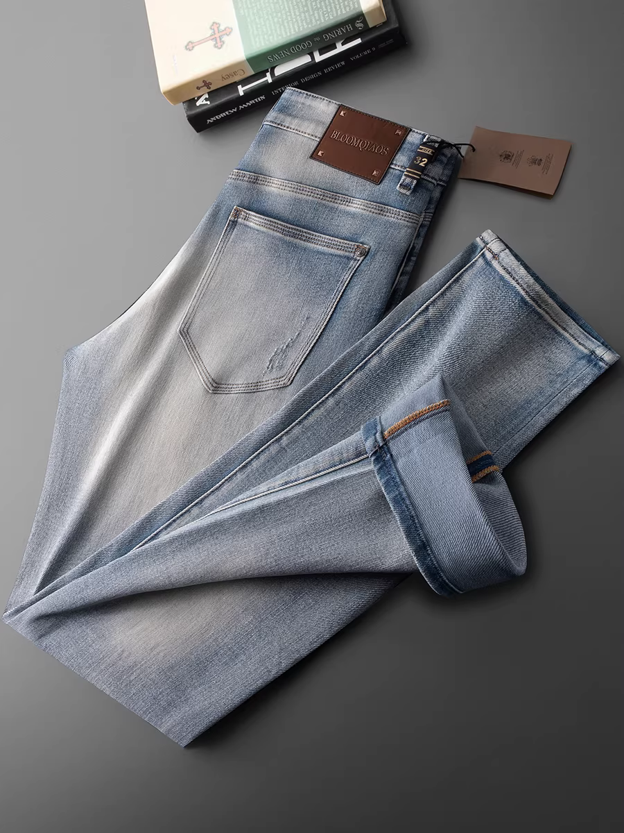 Quần jean nam mới mùa thu đông kiểu Mỹ cổ điển, dáng ôm, ống thẳng, chất liệu cotton mềm mại, co giãn.